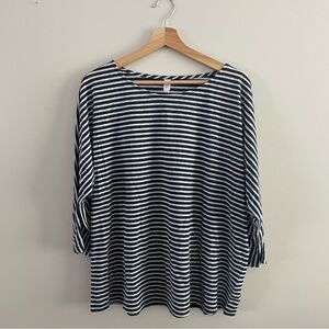 NWT Denver Hayes Navy & White Striped Long Sleeve Top